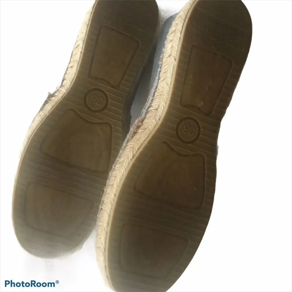 GAIMO Flat Espadrilles Slip-On Flat Loafer Sandals Shoes Blue 8